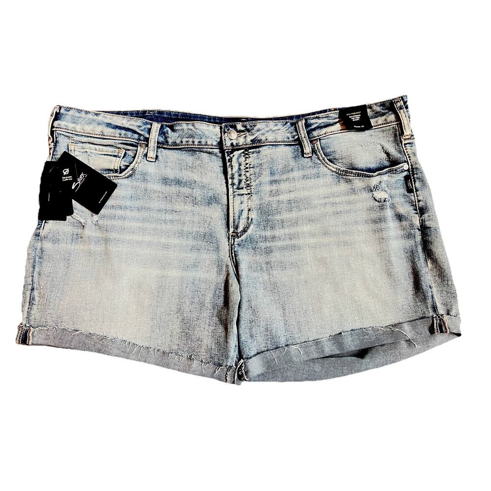 Silver Jeans Co Denim Cuff Shorts Plus Size 24 Suki Boyfriend Mid Rise NWT